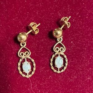 Gold and Opal Drop Earrings
